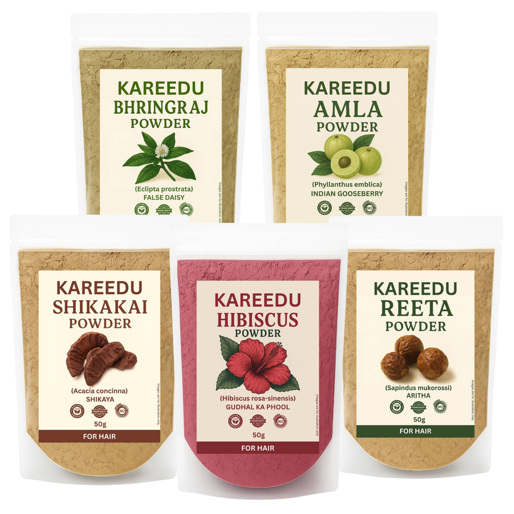 Amla Reetha Shikakai Bhringraj Hibiscus Powder For Hair Growth - 50g Each (250g Pack)