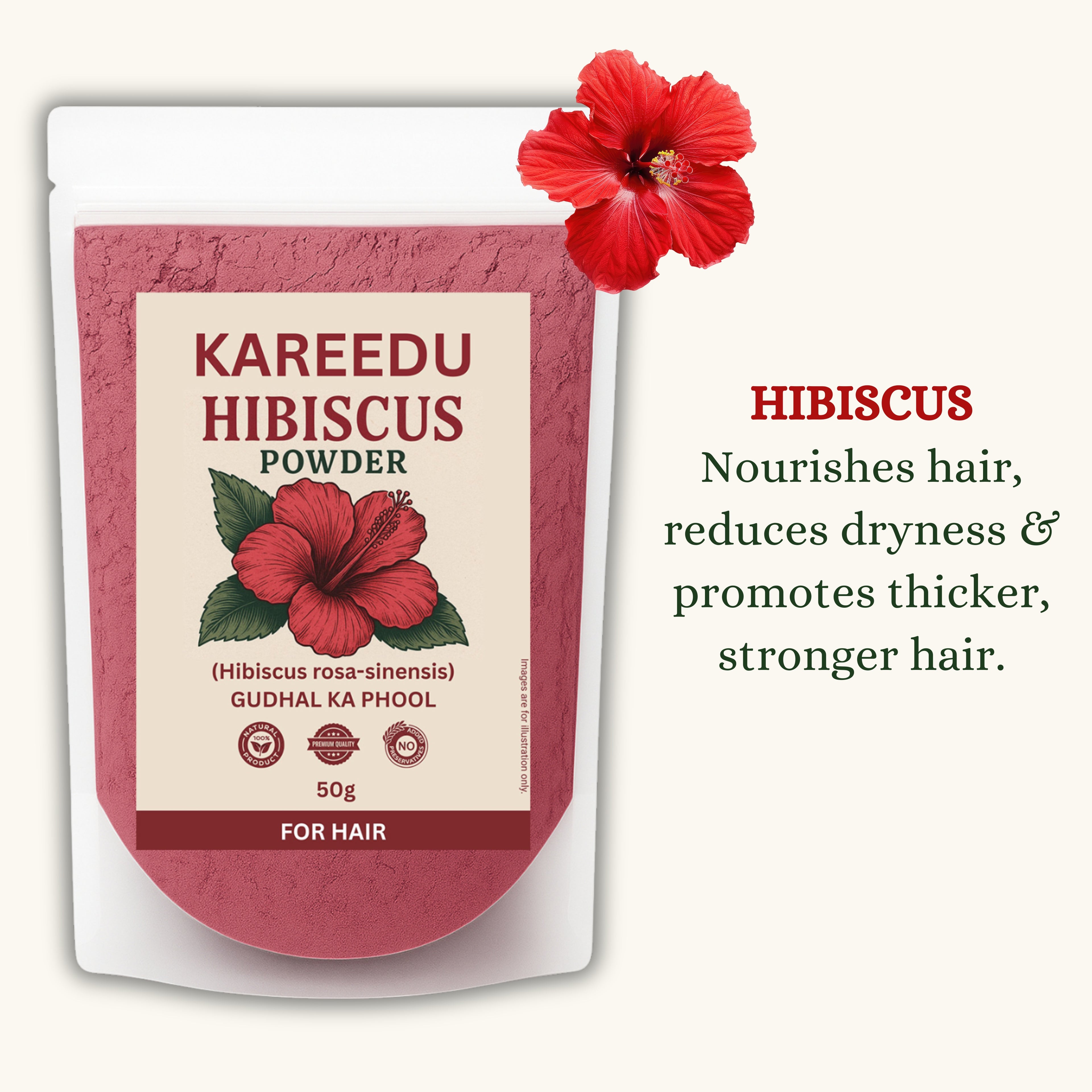 Amla Reetha Shikakai Bhringraj Hibiscus Powder For Hair Growth - 50g Each (250g Pack)