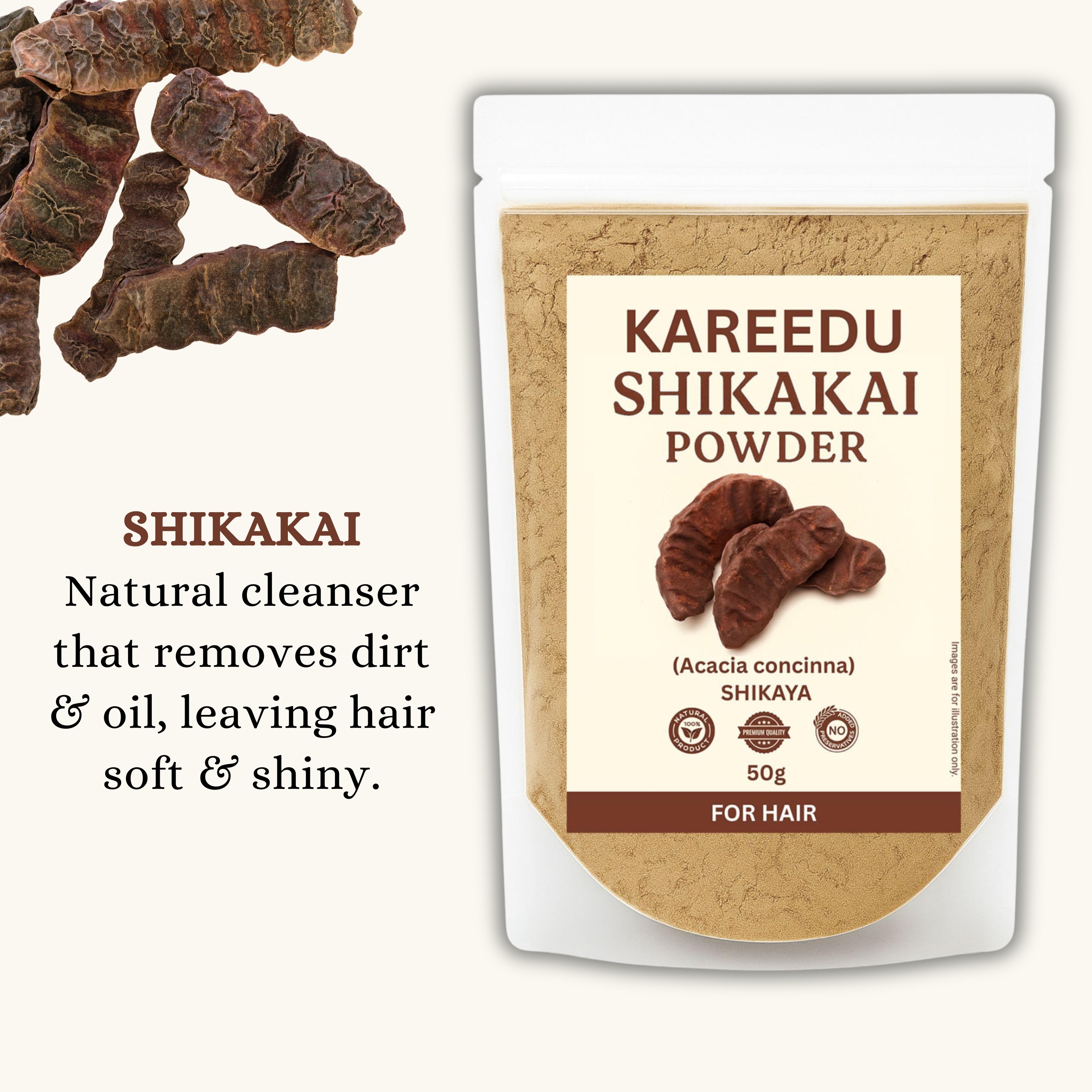 Amla Reetha Shikakai Bhringraj Hibiscus Powder For Hair Growth - 50g Each (250g Pack)