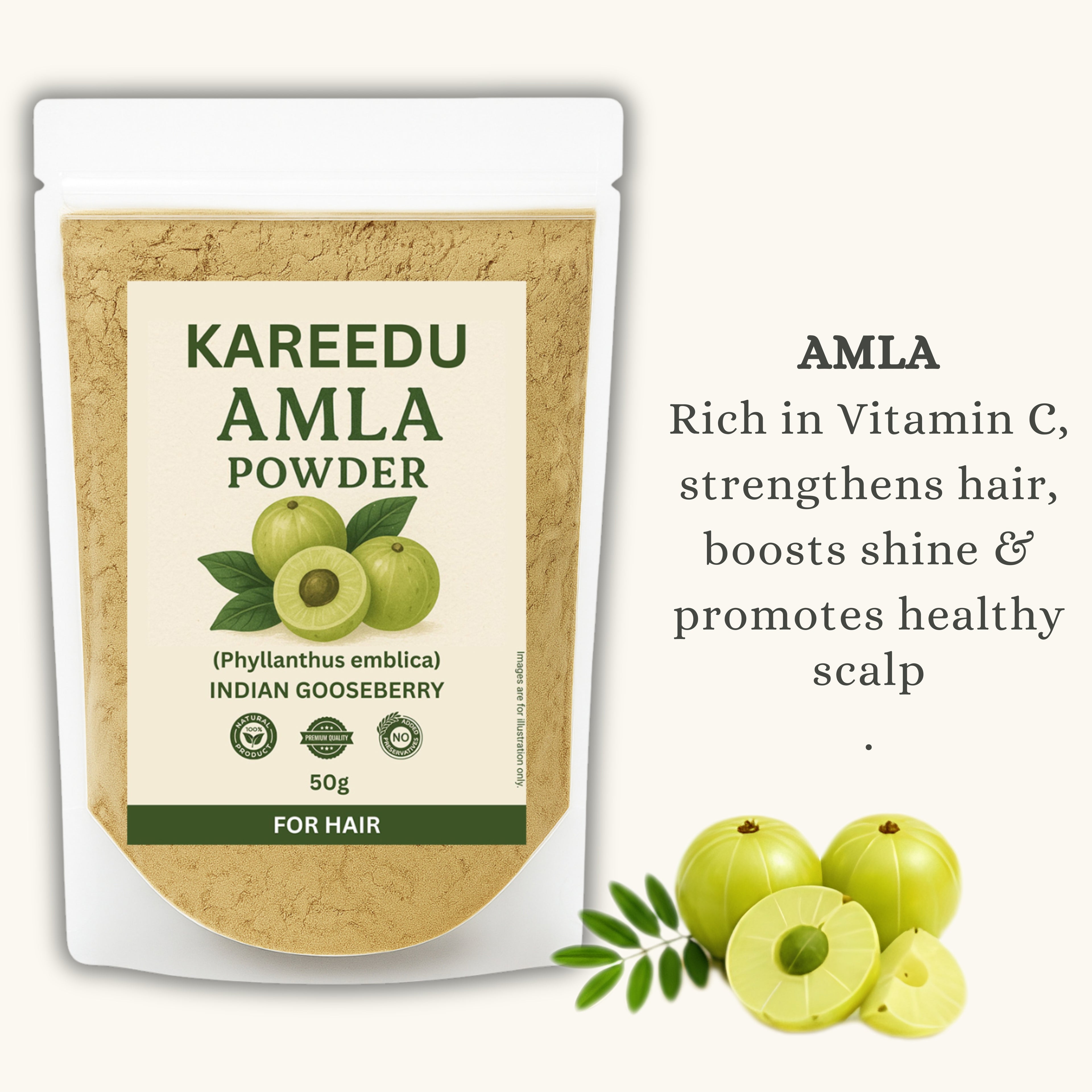Amla Reetha Shikakai Bhringraj Hibiscus Powder For Hair Growth - 50g Each (250g Pack)