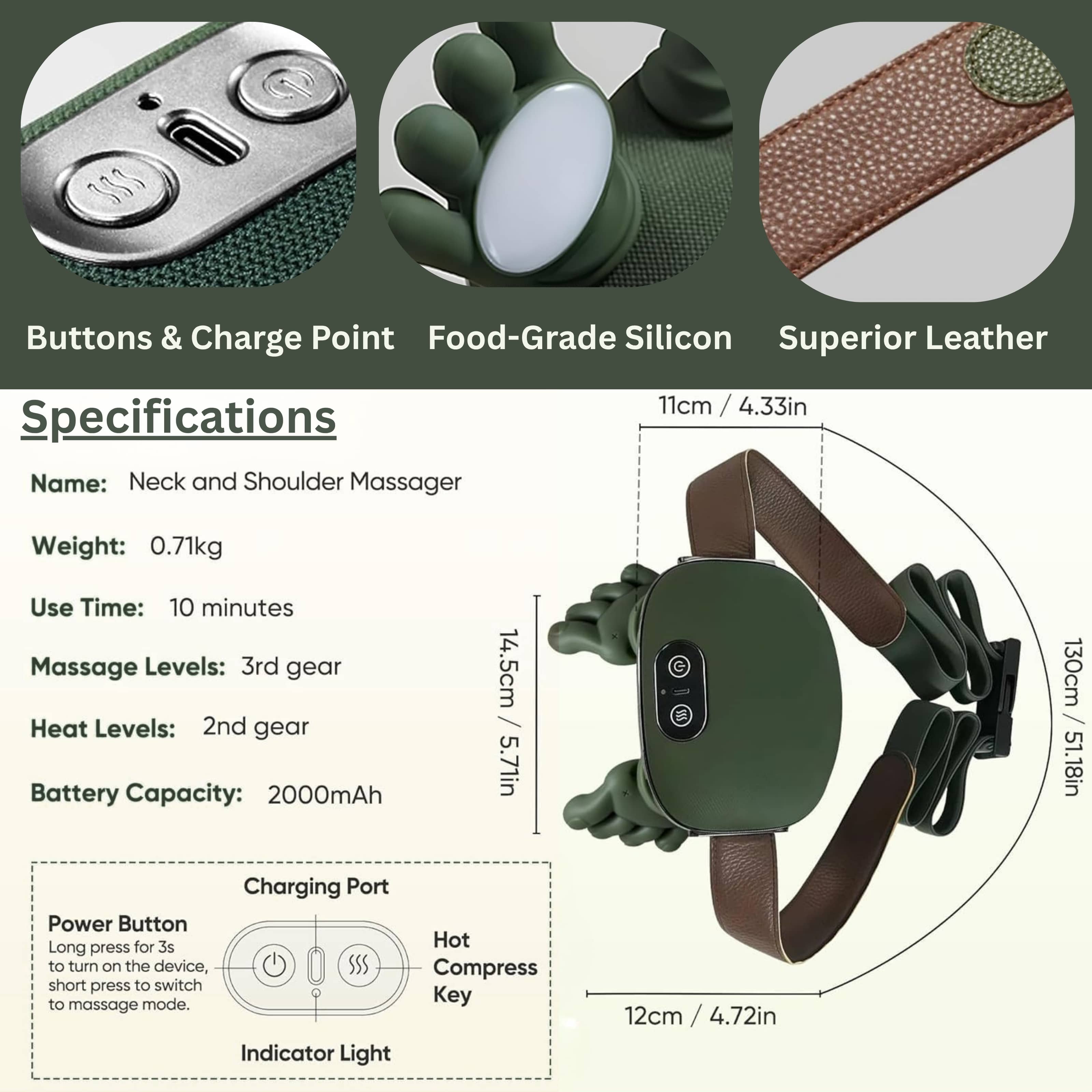 Neck Massager Machine for Pain Relief - Shiatsu Electric Massage Machine for Body pain